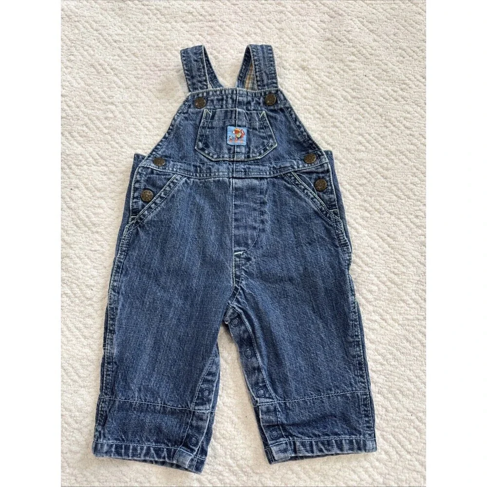 Vintage 1990s Childrens Place Made in USA Denim Overalls Sz Baby O/3M Carpenter